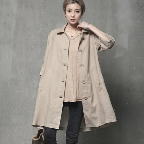 A1083 [자체제작]테일러드카라 린넨 롱 루즈핏 자켓