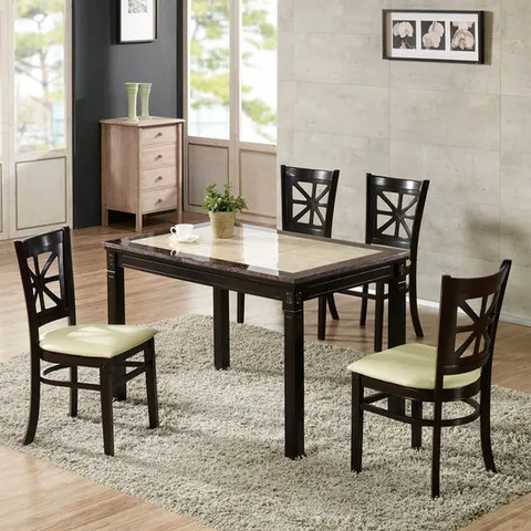 젠틱가구 포레 4인용 수입 대리석 식탁세트 월넛