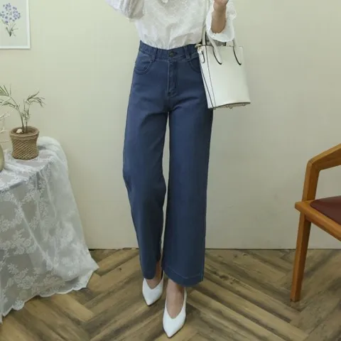 이젠나 여성 히든밴딩 와이드 데님팬츠 7310