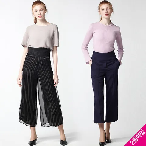 [화숙리 Hwa Sook Lee] 시그너처 쉬폰 매직팬츠 (2종택일)