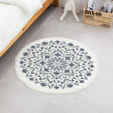 면혼방 원형러그 단모러그 미니러그 90cm 원썸플라워