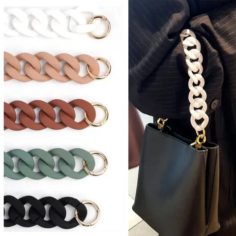 아크릴 가방 41cm 체인줄 오링 스트랩 크로스 탑핸들 숏 가방끈