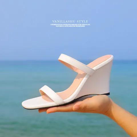 [바닐라슈/국내제작] 데이톡 2type 소프트 웨지힐 뮬 샌들(8cm)
