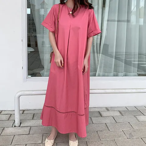 [이쁘다] 펀칭 A라인 코튼 원피스