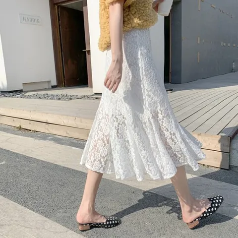 [이쁘다] 시리 레이스 밴딩 스커트