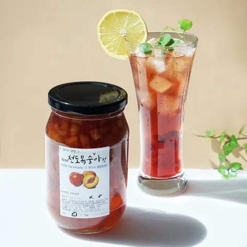 [천도복숭아청] 100% 수제과일청 550g 첨가물 ZERO 햇과일 과일카페 선물세트 답례품