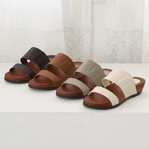 스티치 스트랩 슬리퍼 (4cm) 스윗모카