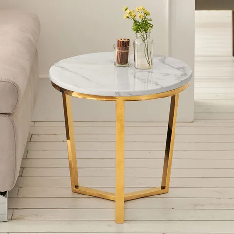 파로마 솔트 원형 대리석 거실 사이드 테이블 mwg007