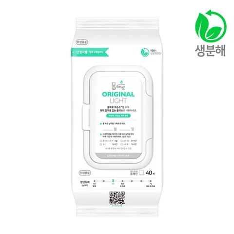 물따로 생분해 신생아건티슈 오리지날 라이트 캡형 (40매/16팩)