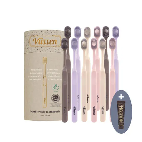 오스템 뷰센 더블와이드 칫솔 12입 파스텔+미백치약 20g 증정