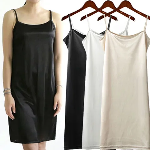 하얀비/이너원피스/끈OPS/레이어드 긴속치마/실크롱슬립 원피스