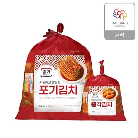 종가 중부식 포기김치 5.2kg + 총각김치 850g