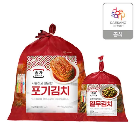 종가 중부식 포기김치 5.2kg + 열무김치 900g