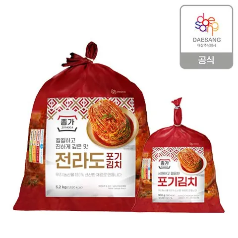 종가 전라도식 포기김치 5.2kg + 포기김치(중부식) 900g