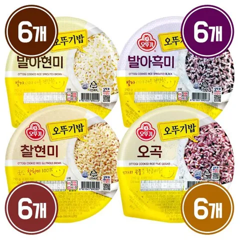 오뚜기밥 210g 발아현미 6개+발아흑미 6개+찰현미 6개+오곡 6개