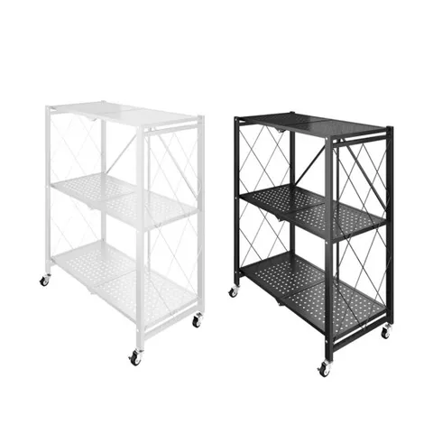 접이식 인테리어 바퀴 달린 수납장 폴딩 철제 선반 3단