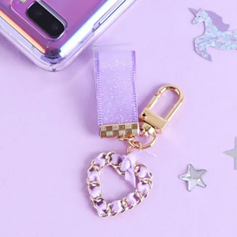 유니콘키링 퍼플하트 [보라색 갤럭시 Z플립 에어팟 프로 버즈]