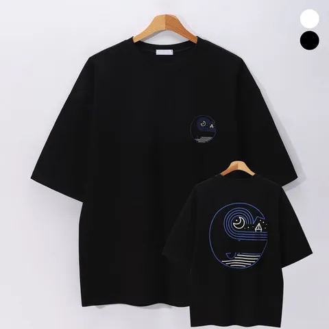 [후앙스] 오션 프린팅 오버핏 박스 반팔티셔츠 MRRT2125