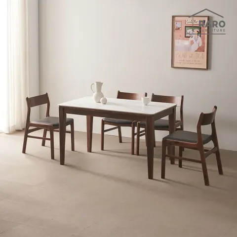 라로퍼니처 로렌 1250 포세린 통 세라믹 4인 식탁 세트 (식탁+의자4)