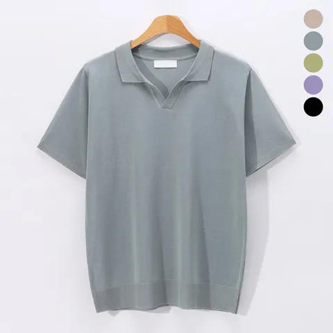 [후앙스] 오픈카라 여름 니트 반팔티셔츠 EYCT1094