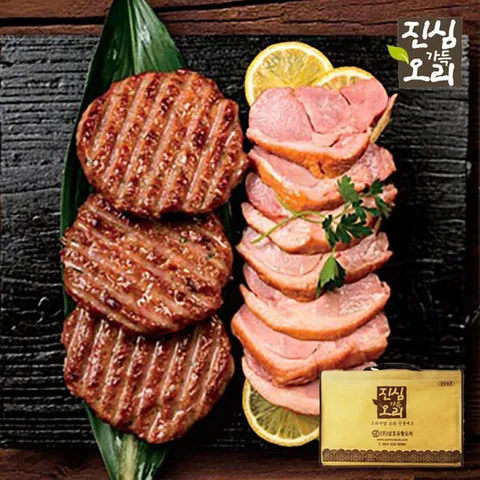 [진심가득오리]선물세트진심1호(훈제슬라이스600gx2팩,떡갈비400gx2