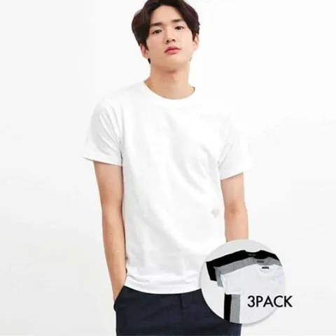 [ 롯데백화점 ][지오다노]/최다판매/남여공용 라운드 이너용 3팩 면 반팔티 교복 243801 레이어드