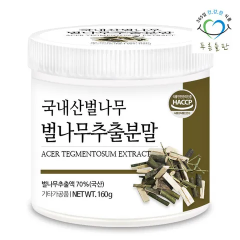 푸른들판 국산 벌나무 추출 분말 160gx1 산청목 산겨릅나무 가지