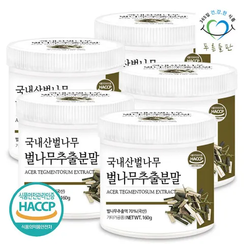 푸른들판 국산 벌나무 추출 분말 160gx5 산청목 산겨릅나무 가지