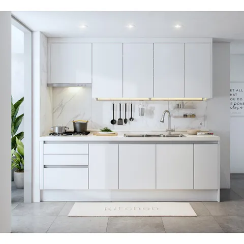 아너스가구 루이8000 페트 화이트 일자형 싱크대 (2.4m)