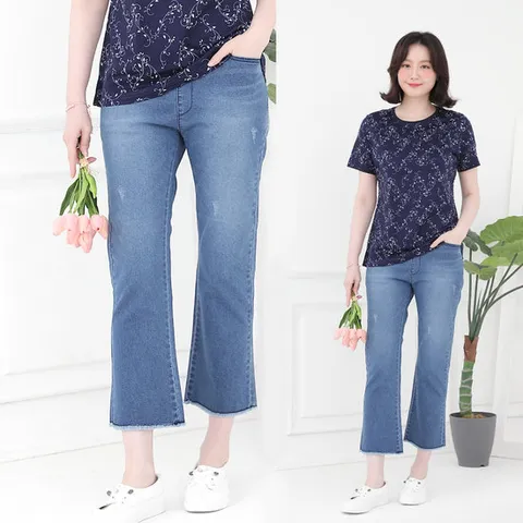 애비뉴투지 엄마옷 밑단수술 여름 밴드 부츠컷 청바지 P05157
