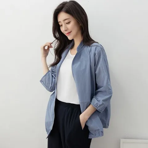 [드리다] 겉옷 바람막이 야상 여성 봄 여름 아우터 40-50대 7부 루즈핏 면 경량 점퍼 간절기 미시옷 엄마