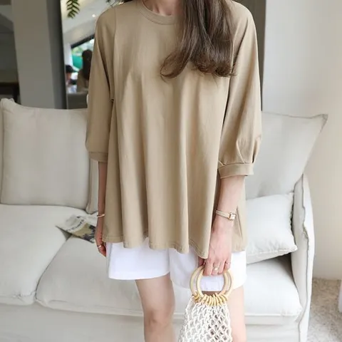 [하늘바라기]플레어 블라우스 티