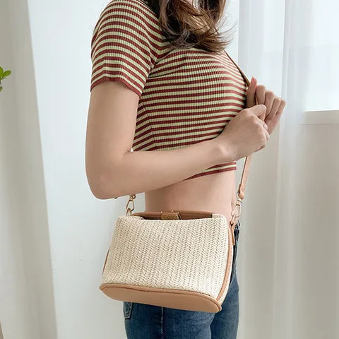 라탄 밀짚 미니크로스백 여름 여성가방 숄더백 핸드백