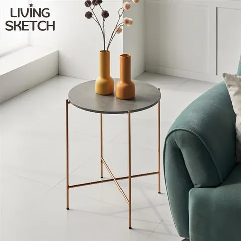 [리빙스케치] 블란쳇 원형 세라믹 사이드테이블[착불]로즈골드 보조 간이 미니탁자 협탁