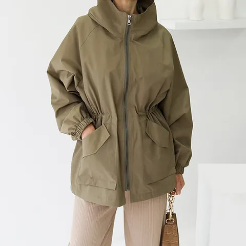 모카 카멜 블랙 여자 사파리 가을 캐주얼 스트링 야상 점퍼