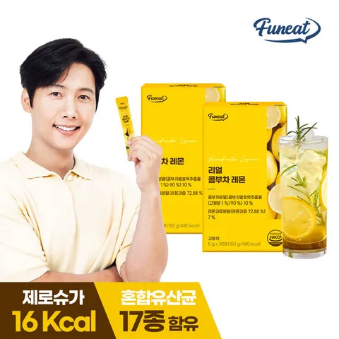 퍼니트 발효탄산 유산균 리얼 콤부차 레몬맛 2박스 (2개월분)