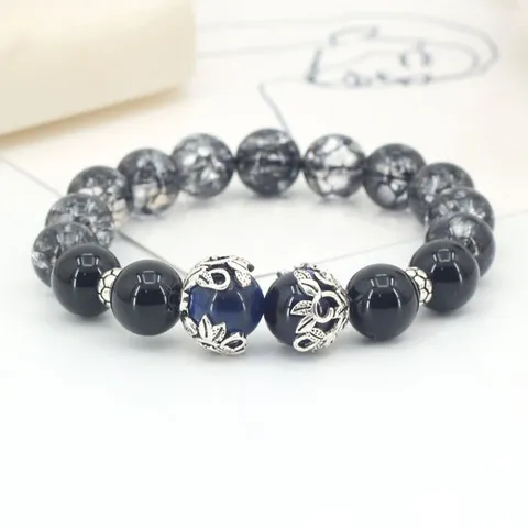 SG030-블랙버스트플라워10mm+블루 호안석+실버 925 염주 팔찌