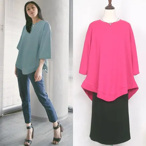 요미_빅사이즈 7부 톡톡한특양면롱티 오버핏박스티 루즈핏 A라인