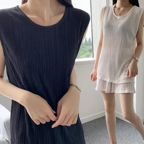 [민트위니]주름나시세트 민소매 팬츠 반바지 빅사이즈 홈웨어