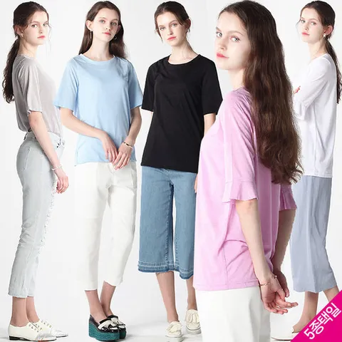 르오트 베이직 워셔블 린넨혼방 티셔츠 (5종택일)