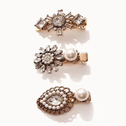 제이로렌 1H0301 엔틱 큐빅 미니 헤어집게핀