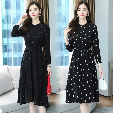 하렌[9121]-셔링 나염 원피스