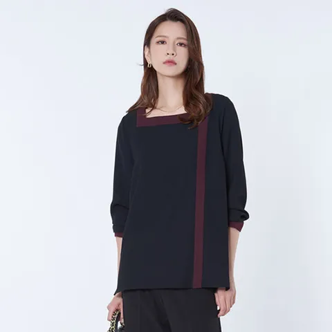 [빌드]BLFB416 컬러 블록 블라우스/빅사이즈/미시/여성/가을
