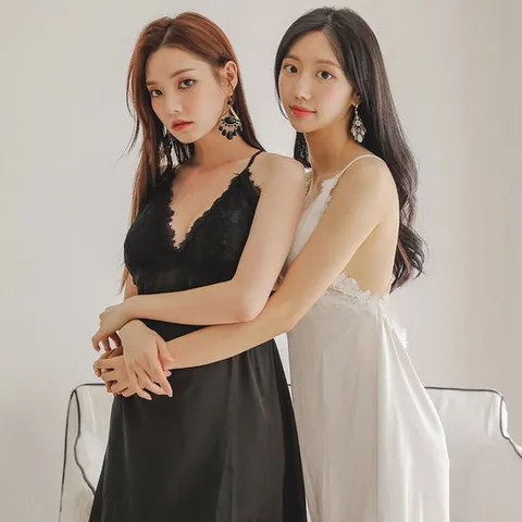 일랑일랑 슬립원피스 섹시란제리 나이트웨어 룸웨어 2colors