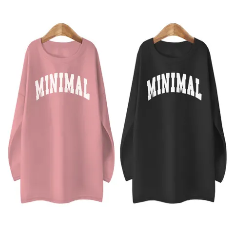 미니멀_국내기모 여성 롱티셔츠 44~77 빅사이즈 기모롱티 맨투맨