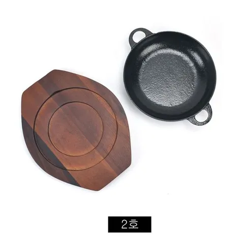 무쇠 도나베 통주물팬 목판받침대 세트(2호)