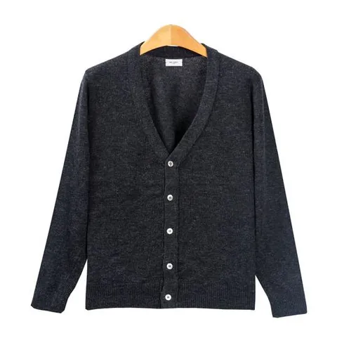 얇은 기본 울 가디건_차콜