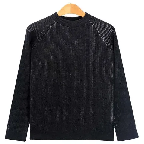 실루엣 라운드 울 니트_블랙