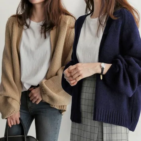 여성 외출 루즈핏 예쁜 가을 겨울 심플 니트 가디건