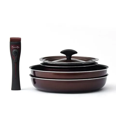 퀸센스 홈앤캠핑 분리형 냄비 프라이팬 세트 매직 핸들 6P